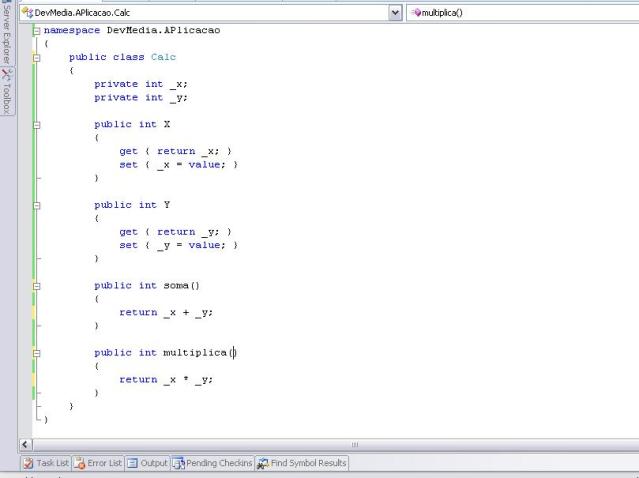 Classe “Calc” na forma habitual